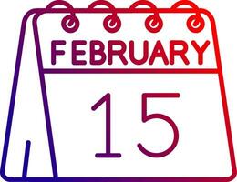 15th of February Line gradient Icon vector