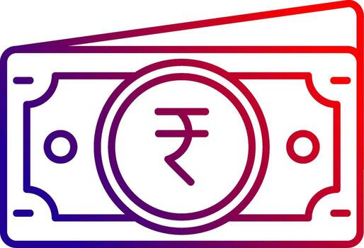 Ruppee Line gradient Icon vector