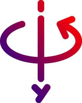 3d rotate y axis Line gradient Icon vector