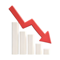 ai generado decreciente gráfico con rojo flecha icono 3d aislado en transparente antecedentes png