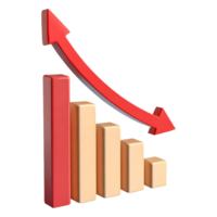 AI generated Decreasing Chart with Red Arrow icon 3d isolated on transparent background png