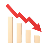 ai generado decreciente gráfico con rojo flecha icono 3d aislado en transparente antecedentes png