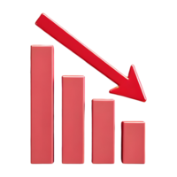 AI generated Decreasing Chart with Red Arrow icon 3d isolated on transparent background png