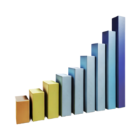 ai generiert multi Farbe Bar Graph 3d isoliert auf transparent Hintergrund png