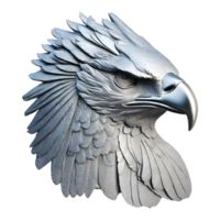 ai généré argent Aigle sculpture isolé sur transparent Contexte png