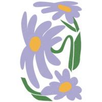 AI generated a purple flower with yellow centers on a transparent background png