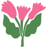 AI generated a pink flower with green leaves on a transparent background png