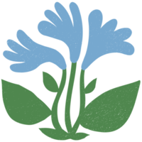 ai gegenereerd een blauw bloem met groen bladeren Aan een transparant achtergrond png