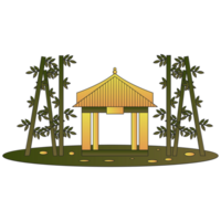 ai gerado uma dourado pagode dentro a meio do uma bambu floresta png