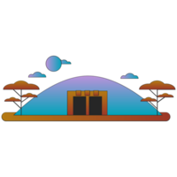 AI generated an illustration of a house with a tree and a sun png