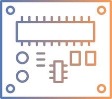 icono de gradiente de línea de placa pcb vector