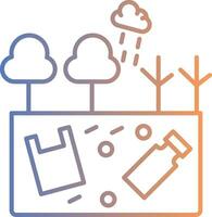 Land Pollution Line Gradient Icon vector