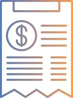 Receipt Line Gradient Icon vector