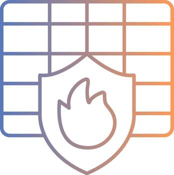 icono de gradiente de línea de cortafuegos vector