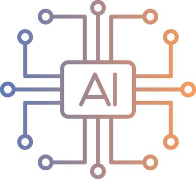 icono de gradiente de línea de inteligencia artificial vector