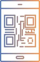 icono de gradiente de línea de código qr vector