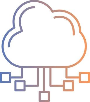 icono de gradiente de línea de servidor en la nube vector