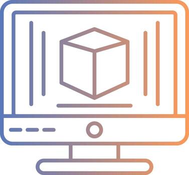 icono de degradado de línea de modelado 3d vector