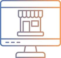 icono de gradiente de línea de compras en línea vector