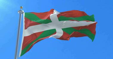 Basque country flag moving in blue sky, loop video