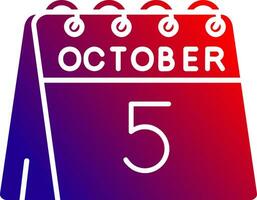 5th of October Solid Gradient Icon vector