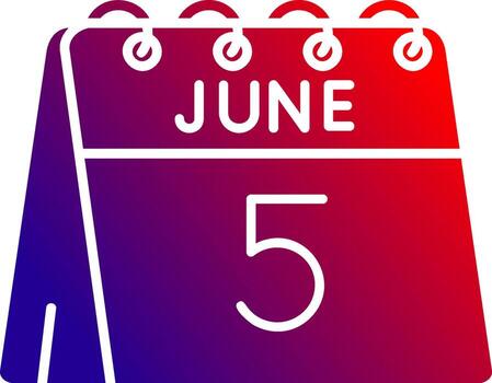 5th of June Solid Gradient Icon vector