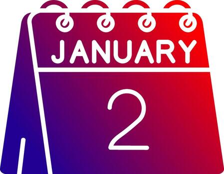 2nd of January Solid Gradient Icon vector
