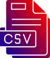 csv sólido degradado icono vector