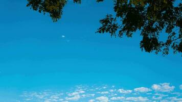 skön himmel med moln och Sol på en sommar dag. tid upphöra av moln ovan de blå himmel med de Sol lysande. himmel natur bakgrund. video