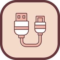 USB línea lleno resbaló icono vector