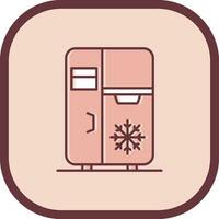 refrigerador línea lleno resbaló icono vector