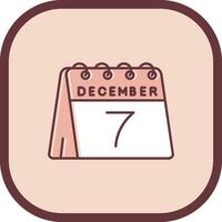 7mo de diciembre línea lleno resbaló icono vector