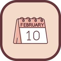 10 de febrero línea lleno resbaló icono vector