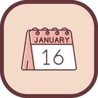 16th of January Line filled sliped Icon vector