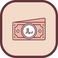 Riyal Line filled sliped Icon vector