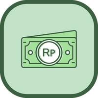 Indonesian rupiah Line filled sliped Icon vector