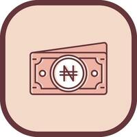 naira línea lleno resbaló icono vector