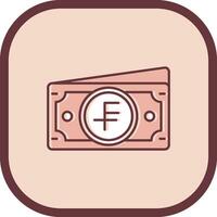 Swiss franc Line filled sliped Icon vector