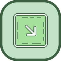 Down right arrow Line filled sliped Icon vector