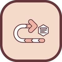 Right turn Line filled sliped Icon vector