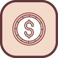 Dollar coin Line filled sliped Icon vector