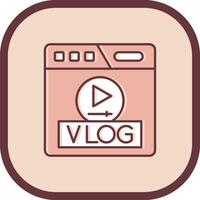 vlog línea lleno resbaló icono vector