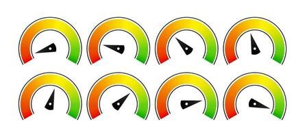 Credit score speedometer set on white background. Vector illustration