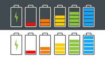 Discharged and fully charged battery smartphone - vector infographic. Isolated on light and dark background.