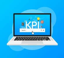 Flat icon with kpi for marketing design. Financial investment. Business data analysis vector