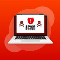 rojo correo no deseado detectado icono. suplantación de identidad estafa. hackear concepto. ciber seguridad concepto. alerta mensaje vector