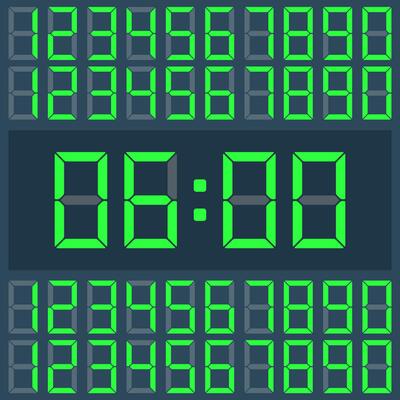 Green Vector Clock Digital numbers on a dark display.