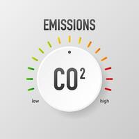 Co 2 emissions in flat style on green background. Simple vector illustration. Vector flat illustration