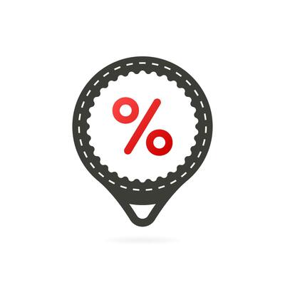Trendy flat advertising with red discount flat badge for promo design. Poster badge. Business design. Vector illustration.