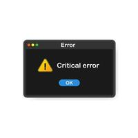 sistema error vector icono fracaso ordenador personal interfaz. error mensaje computadora ventana alerta surgir